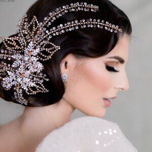 Brand New Gold Bridal Hair Accessories l Rhinestone Wedding Hair Comb